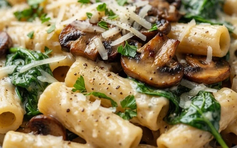Parmesan Spinach Mushroom Pasta Skillet