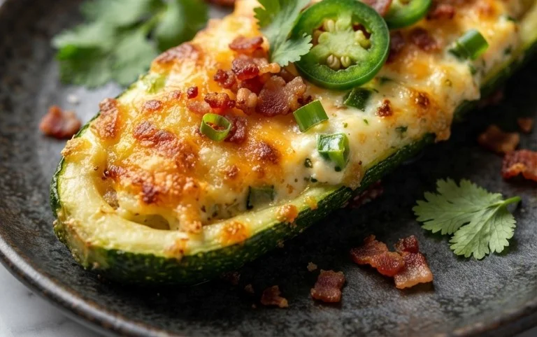 Jalapeno Popper Zucchini Boats