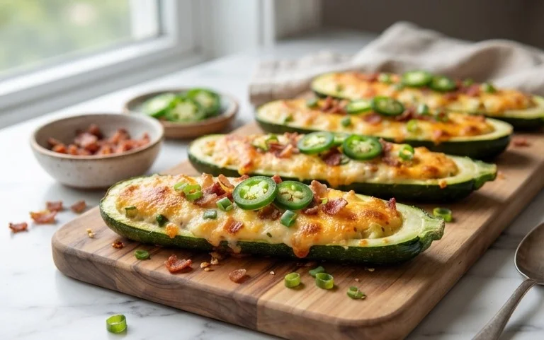 Jalapeno Popper Zucchini Boats