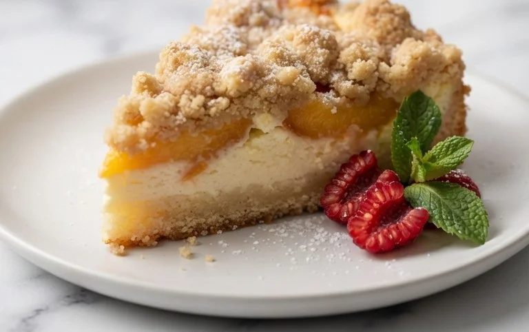 Peach Cream Cheese Cake with Streusel Topping