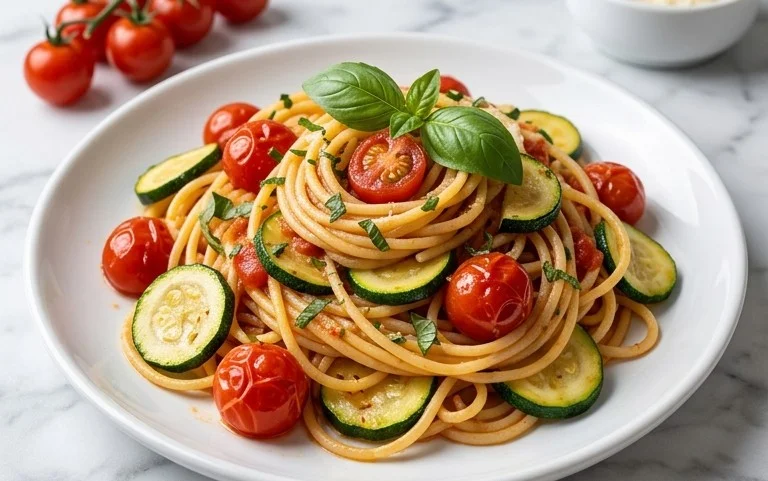 Healthy Tomato Zucchini Pasta