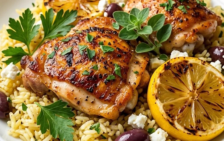 Greek Chicken and Lemon Rice (30 Minutes, One-Pot)