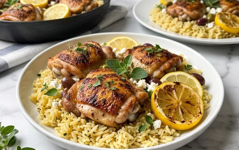Greek Chicken and Lemon Rice (30 Minutes, One-Pot)