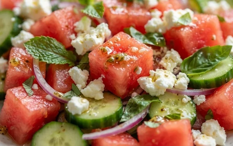 Watermelon Salad with Cucumber and Feta