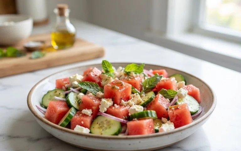Watermelon Salad with Cucumber and Feta