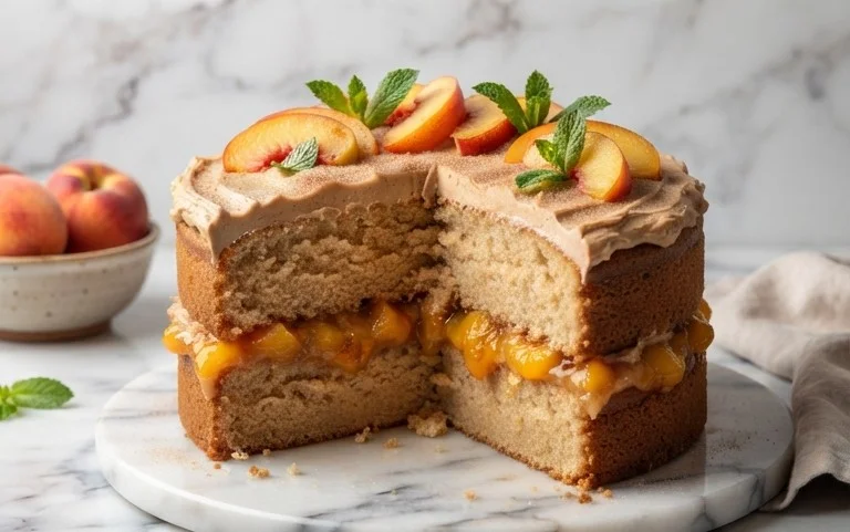 Brown Sugar Layer Cake with Peach Filling