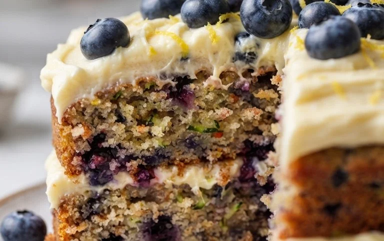 Blueberry Zucchini Cake with Lemon Buttercream