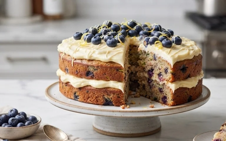 Blueberry Zucchini Cake with Lemon Buttercream