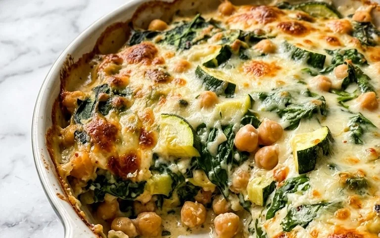 Spinach Zucchini Chickpea Bake