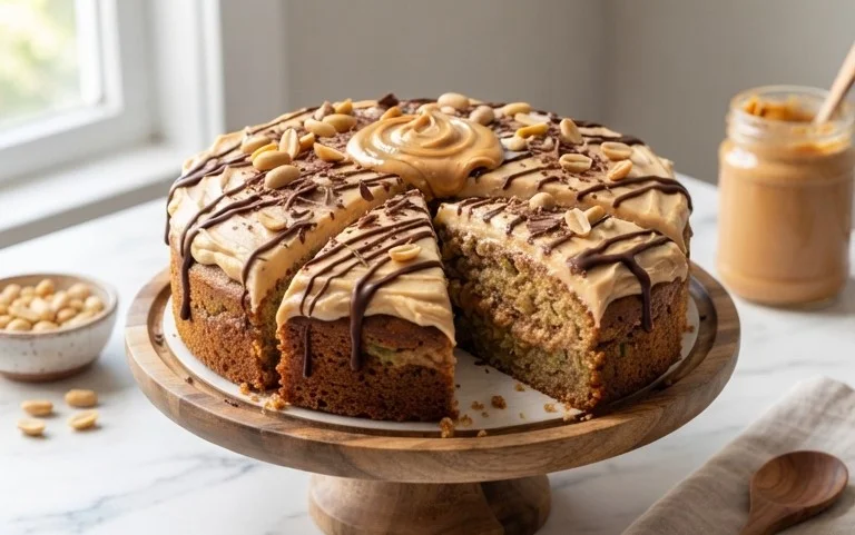 Moist Peanut Butter Zucchini Cake Recipe